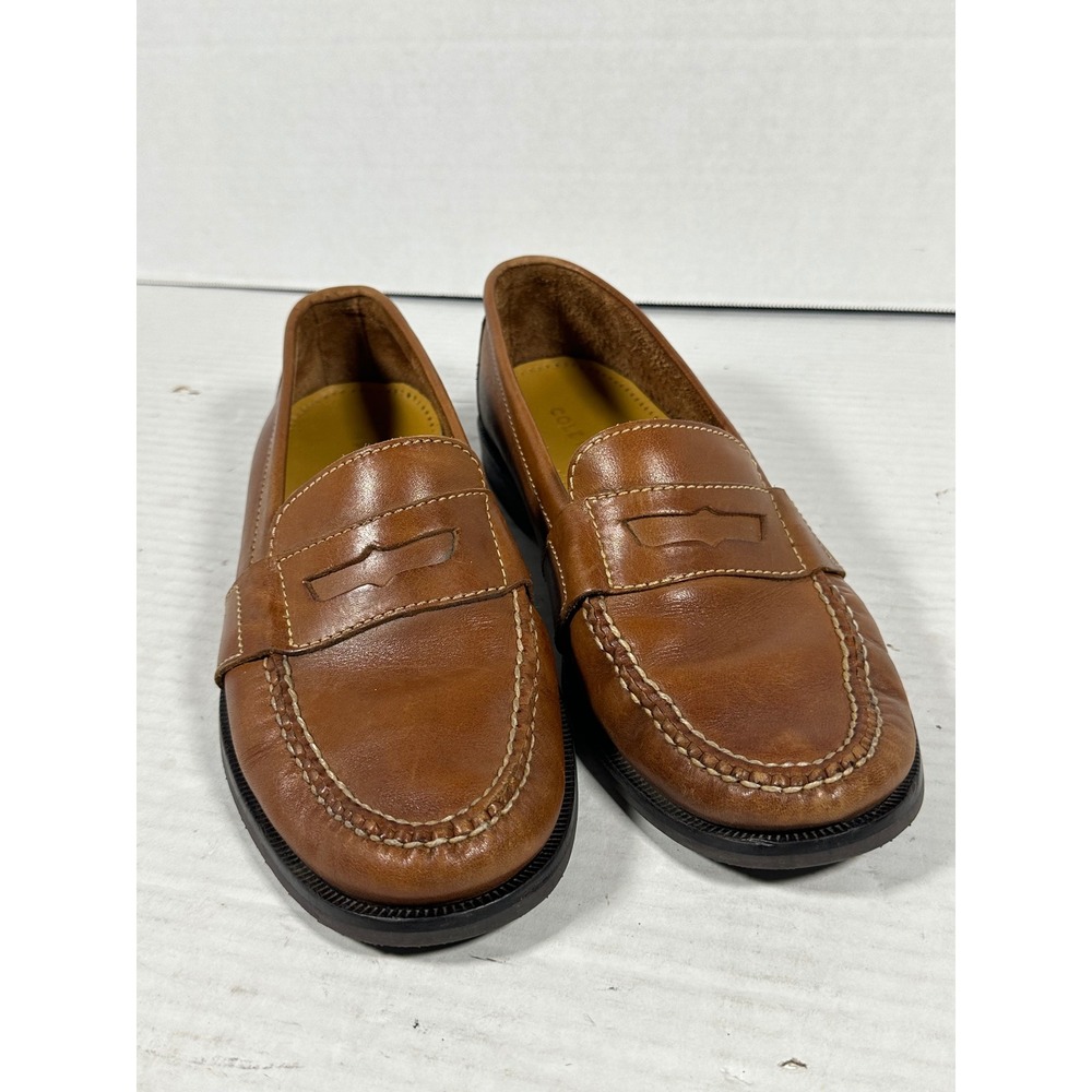 Cole Haan Mens 10 M Tan Leather Penny Loafers Moc Toe Slip On Shoes 01462